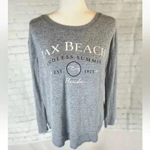 OCEAN DRIVE JAX BEACH Endless Summer Florida Blue Long Sleeve Top Size S relaxed